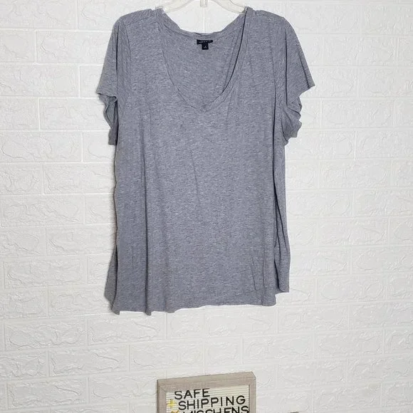 TORRID EUC V NECK STRETCHY HEATHER GREY TEE SHIRT TOP - Picture 5 of 5